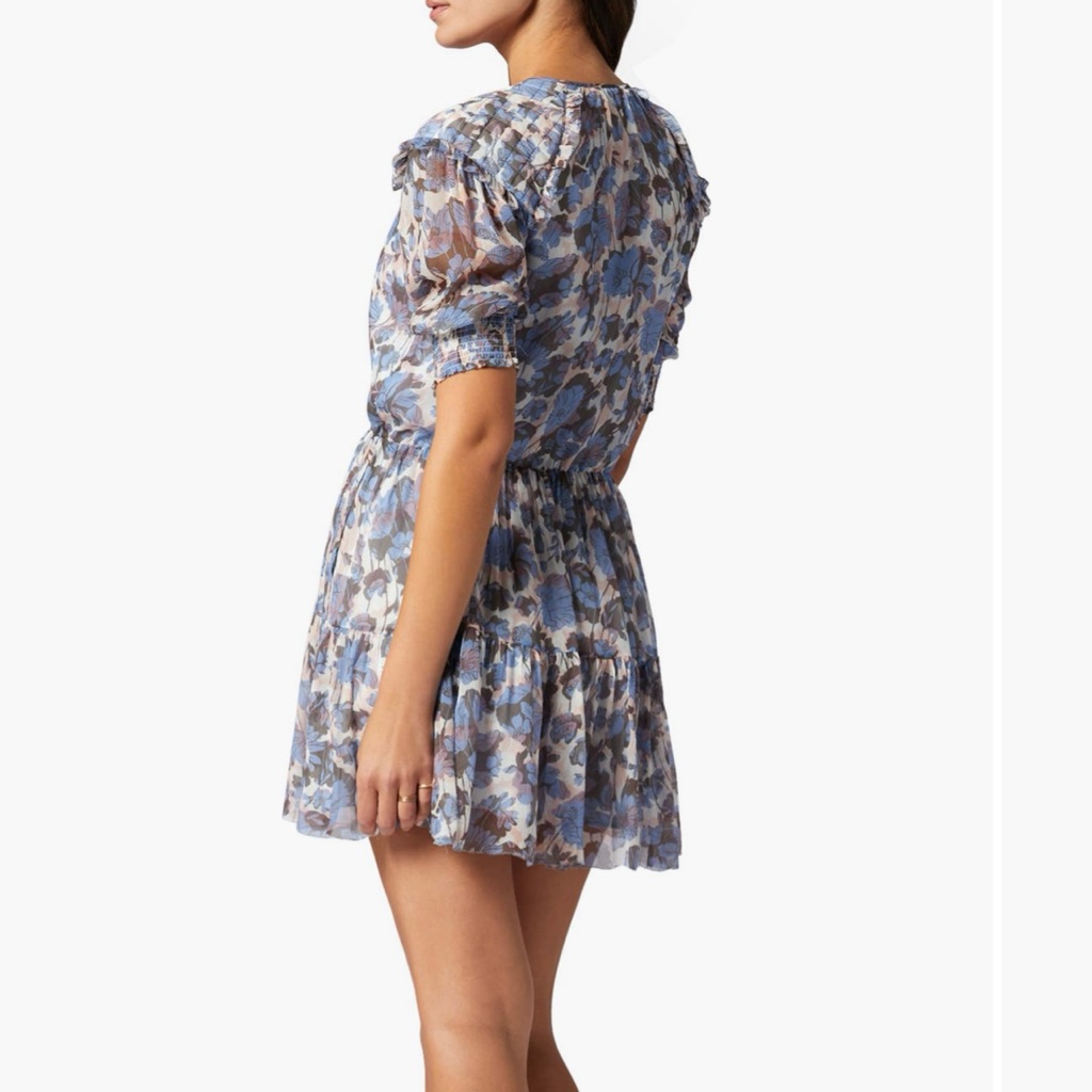 Joie Laura Floral Tiered Silk Mini Dress English Manor Medium Nwt